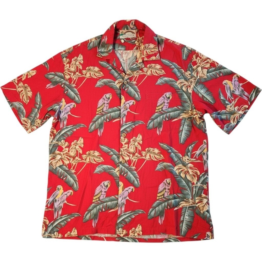 Vintage 80s Paradise Found Jungle Bird Hawaiian Shirt Tom Selleck Magnum PI